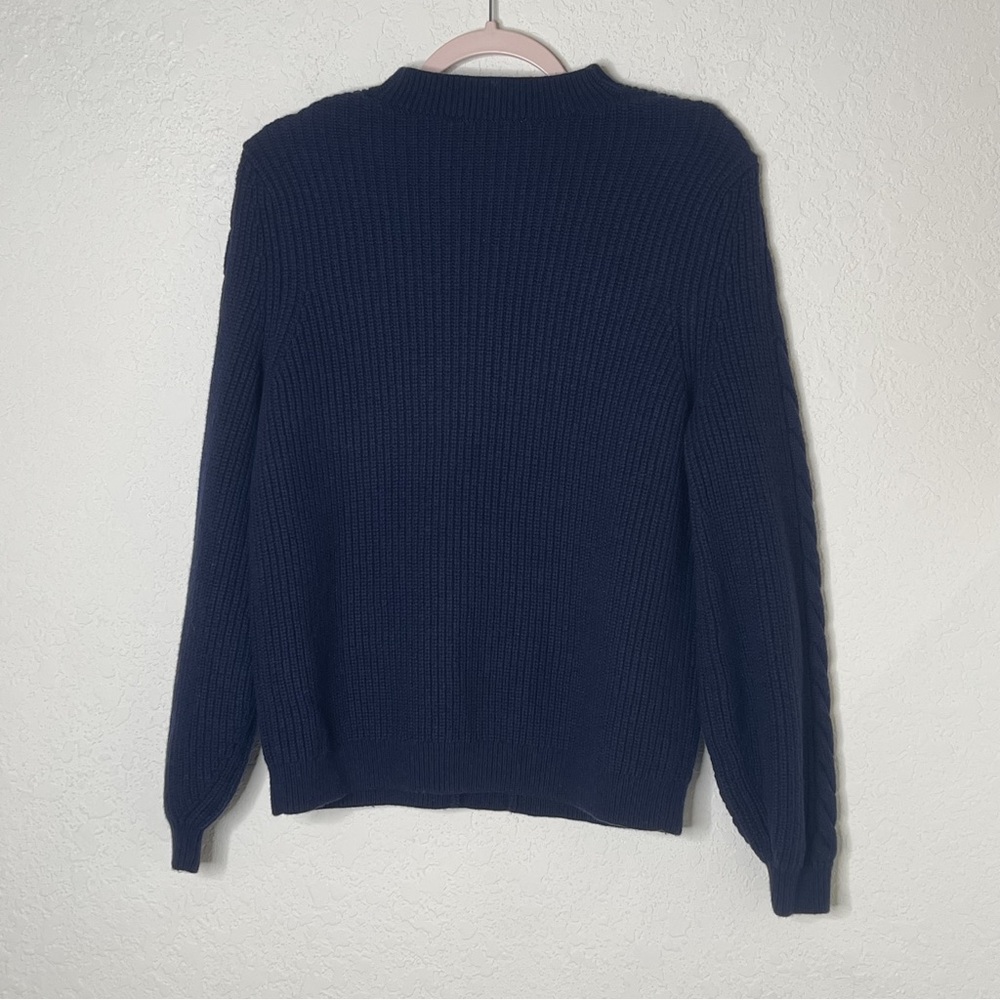 Sezane Deep Blue Cable Knit Crew Neck Sweater - Picture 5 of 5